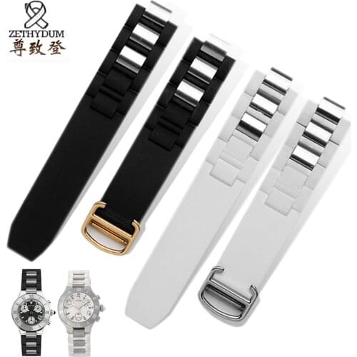 Convex mouth rubber with Stainless steel watchband 20*10mm watch strap folding Buckle bracelet band