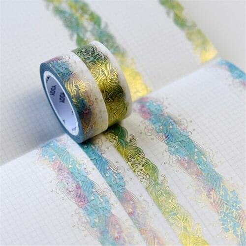 High-Grade Bronzing Wave Pattern Washi Tape Scrapbooking Decorative Adhesive Tapes Paper Stationery Sticker