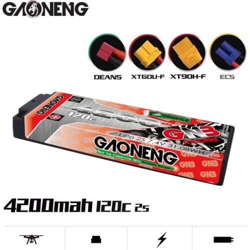 GAONENG GNB 7.4V 4200mAh 120C For RC Car Racing Spare Parts With Shell Upgrade LiHV 2S Rechargeable Battery