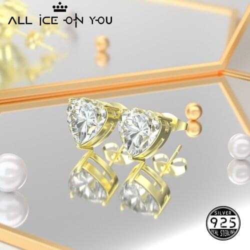 NewTop Luxury Heart 3-6.5MM 0.1-1 Carat D Color Moissanite Earrings 925 Sterling Silver Jewelry For Women Gift GRA Certificate