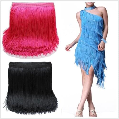 10 Yard/Lot Latin Fringe Tassel Lace Samba Dance Dress Macrame Single Banded Trimming Lace Polyester 14-28CM Long