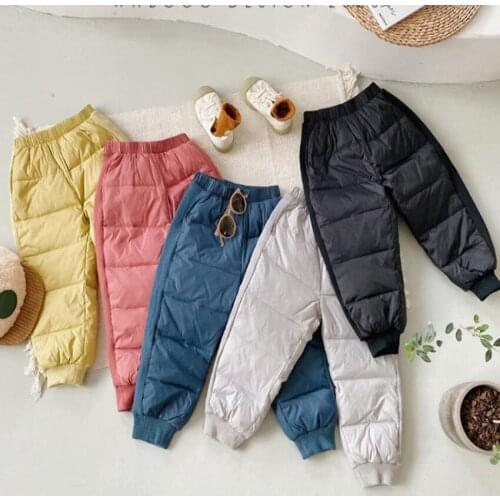 Winter baby boys girls down pants fashion kids padded trousers children high quality down trousers
