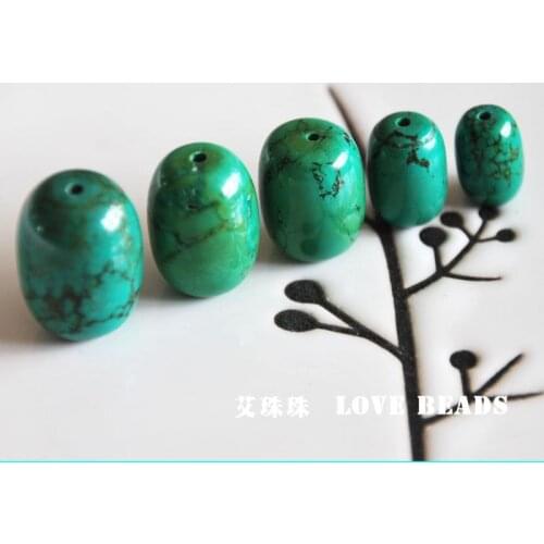 10/6/4 pcs/lot natural green turquoises barrel loose beads jewelry making DIY for women