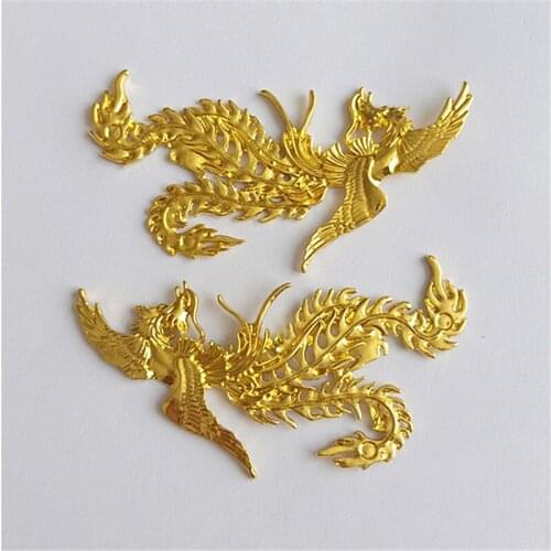 10pcs 52x80mm Metal Alloy Gold Phoenix Hair Accessories Vintage Decorations DIY Jewelry Making
