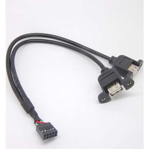 10pcs Panel Mounted Screw USB2.0 Mainboard motherboard Extension to 9PIN Cable