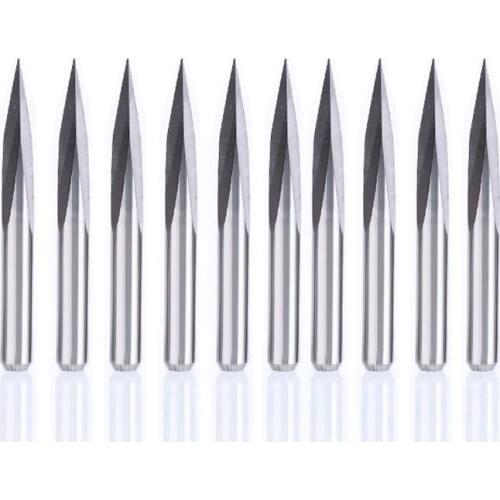 10x Carbide Steel 20 Degree 0.3mm CNC Router Triangular Pyramid Engraving Bits