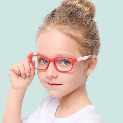 2020 Childrens Students Silicone Glasses Frame, Fashion Square Myopia Anti-Blue Glasses Frame for Boy and Girl TR90 F0227