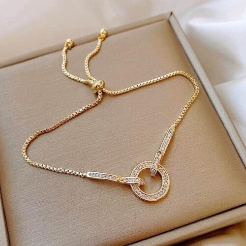 2021 Trend Unusual Silver Bracelet Korean Fashion Round Crystal Bangle Party Jewelry Gifts For Women Couples