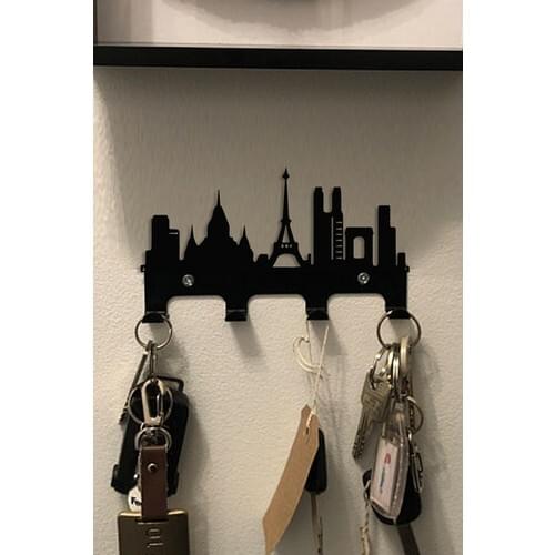 3Art Metal Paris City Skyline Metal Keychain-Robe Hook