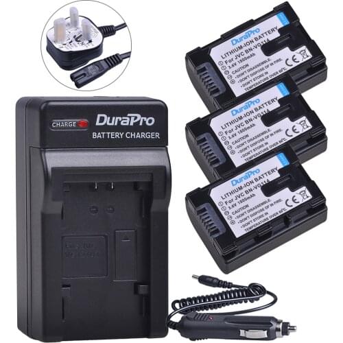 3Pcs BN-VG114 Battery + Single Charger for JVC BN-VG107 BN-VG107U BN-VG108U BN-VG108E BN-VG114 BN-VG114U BN-VG114US