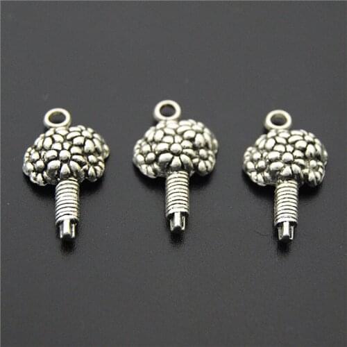 40pcs Tibetan Silver Color Posy bride flower bouquet Charms Pendants For Necklace DIY Jewelry making A2203