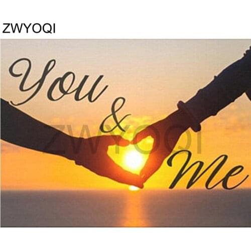 5DDIY Diamond painting Love Full Square Diamond embroidery Cross stitch You and me holding hands Full Round Diamond mosaic heart