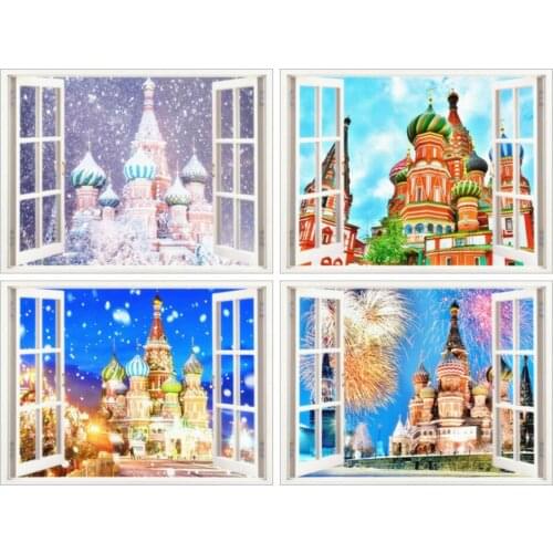 Diamond Painting Fantasie Full Square Window Castle Gift 5D Diy Needlework Picture of Rhinestones Handmade Home Decor