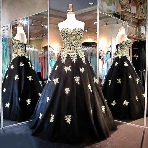 Angelsbridep Sweetheart Ball Gown Quinceanera Dresses 15 Party Fashion Gold Appliques Tulle Princess Birthday Gown Lace-up