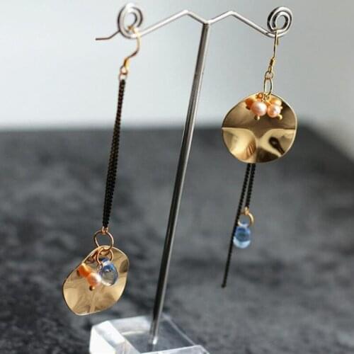 Asymmetrical Natural Freshwater Pearls Hooks Earrings for Womens Gold Color Long Dangle Earring Fashion Jewelry 2020 YEA204