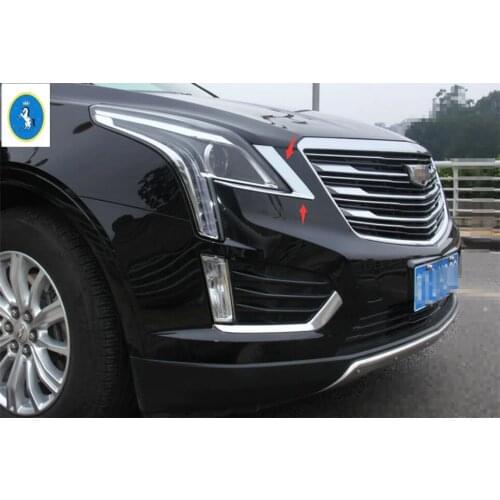 Yimaautotrims Front Headlight Head Lights Lamp Eyelid Protection Kit Cover Trim 2 Piece Fit For Cadillac XT5 2016 - 2020 ABS
