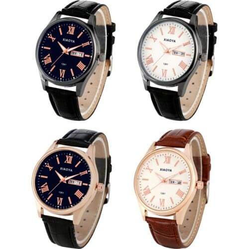 Mens Business Quartz Watch Calendar Week Clock With Luminous Hands Male Watches Leather Band Man Wristwatches Relogio Masculino