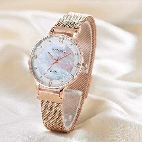 New Parnis 30MM Quartz Womens Watch Waterproof Rose Gold Magnet Strap Women 6.6MM Thickness Ultra-thin Watches Top Luxury Brand