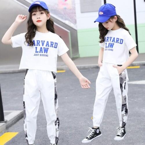 IENENS Girl Clothes Set Short T-shirt + Camouflage Pants Kids Cotton Clothing Child Summer Casual Outfits Sports Suits