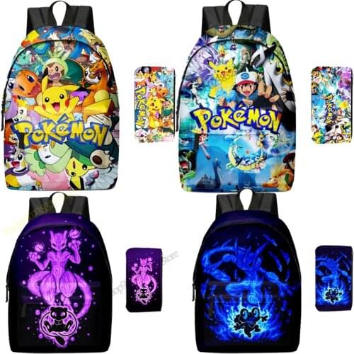 Pokemon Kids pikachu School Bags Children Backpacks pencilcase for Girls Waterproof Backpack Primary Schoolbag Mochila Bookbag