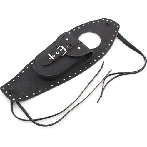 For Harley Sportster Forty Eight Seventy Two 883 1200 Motorcycle Leather Tank Bib Pouch Tank Chap Cover Panel Pad Black
