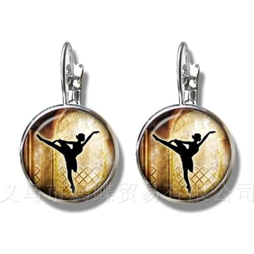 Elegant Ballet Dancing Earrings Irish Dance Gymnastics Dancer Ballerina Silver Plated Stud Earrings For Women Girls Gift