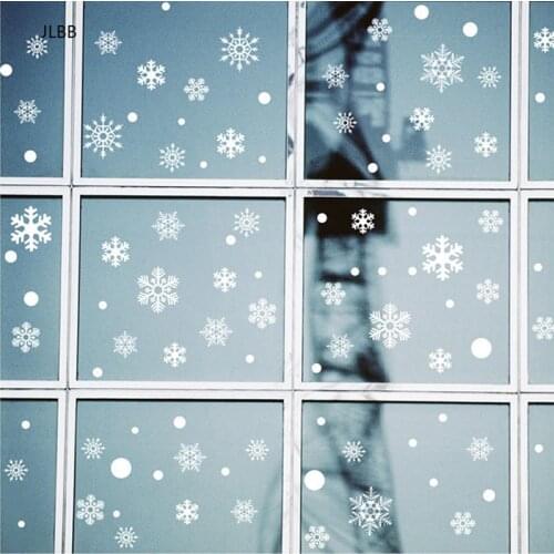Snowflake Merry Christmas electrostatic Sticker Glass window kids room home decoration New Year Wall Stickers Decal wallpaper