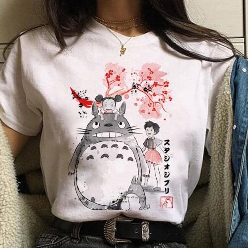 2021 Studio Ghibli Spirited Away Hayao Miyazaki Kawaii Print T-shirt Women Harajuku Aesthetic Female Tshirt White Tops Anime