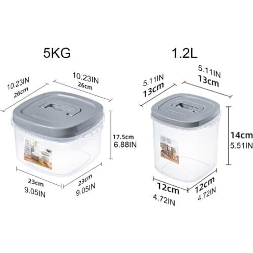 94PF Sealed Flour Storage Tank 1.2L/5KG Food Storage Container Airtight Rice Container Bin with Measuring Cup Cereal Container