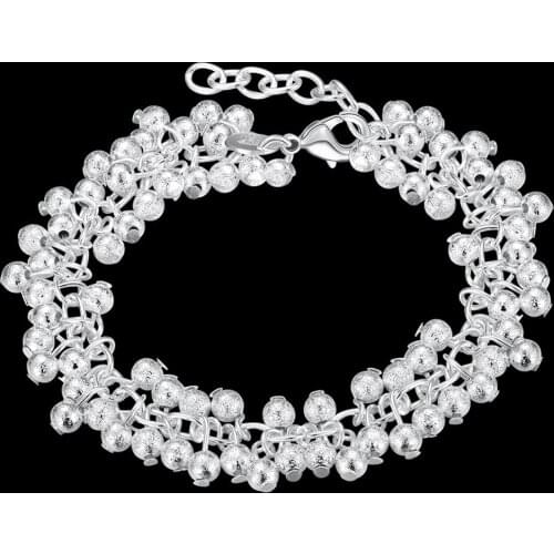 Hot Frosted Bead chain 925 sterling silver Grape Bracelets for women Retro Wedding party Wild Christmas Gifts fashion Jewelry