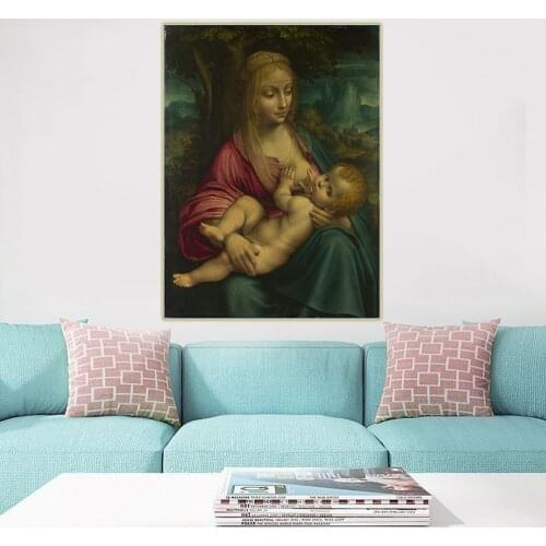 Leonardo Da Vinci"The Virgin And Child"Canvas Oil Painting Western Art Decor Wall Aesthetic Home Room Interior Decoration