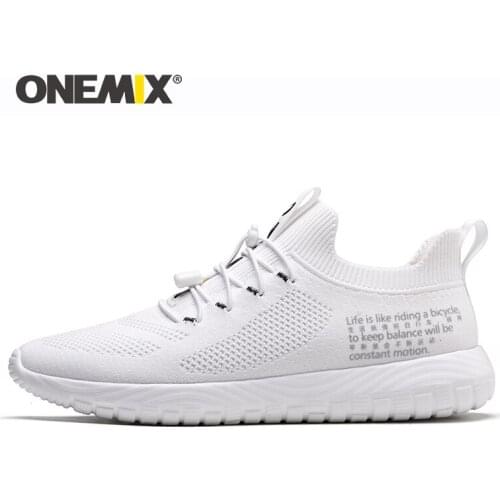 ONEMIX Tennis Shoes For Women Flying Woven Breathable Outdoor Sneakers Woman Light Round Cross Straps Flat Slip on Sports Shoes
