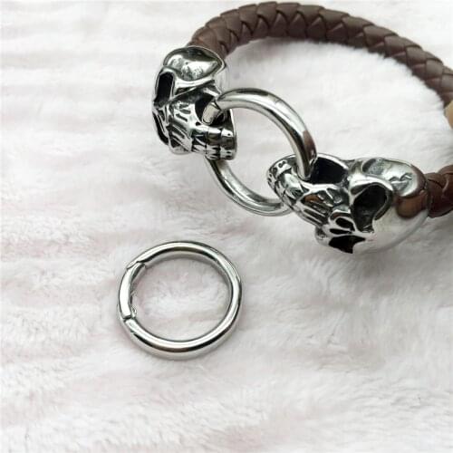 18/20mm 316l Stainless Steel Silver Tone Round Connectors for Flat Leather Bracelet DIY Hook Jewelry Making Metal Accessories