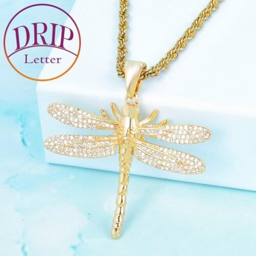 Dragonfly Pendant Animal Necklace Mens Women Hip Hop Rock Jewelry