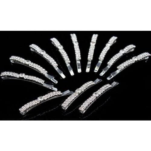 12 PCS Fashion Hair Jewelry Clear Crystal Barrette Diamante Hair Clips Rhinestone Hairpins Hairclips For Women Girls