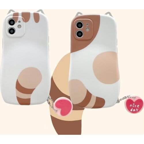 3D Cute cat girl style Soft Silicone Phone Case For iPhone 7 8 Plus X XR Xs 11 12 pro Max Cover cases With HairBall Lanyard capa