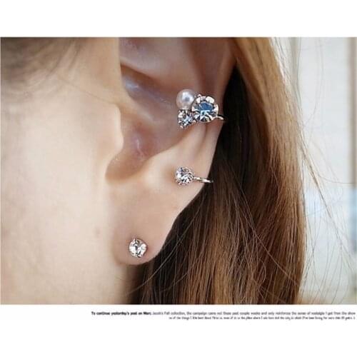 The New Shining Pearl Stud Earrings Joker High-grade Sentiment Unilateral Ear Clip Bridesmaid Gifts Bridal Set ERN - 10771