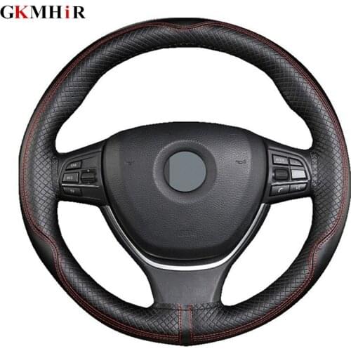 Steering Wheel Covers 38cm DIY Genuine Leather braid on the steering-wheel of Car With Needle and Thread Interior accessories
