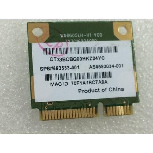 Wholesale for RTL8191SE 802.11 B/G/N half Mini PCI-e Wireless Wifi Card for HP CQ56 G62 CQ62 G72 CQ72 G56 593533-001