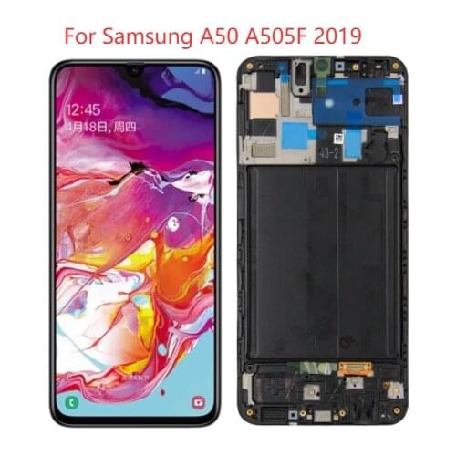 Original Super AMOLED 6.4" SM-A505F For Samsung Galaxy A50 2019 LCD With Frame A505F/DS A505A New Display Touch Screen Assembly
