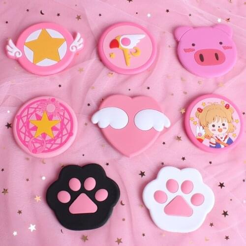 Lovely Cardcaptor Sakura Girls Pink Makeup Mirror Female Portable Korean Makeup Mirror Small Cat-pad Pattern Pocket Mirror