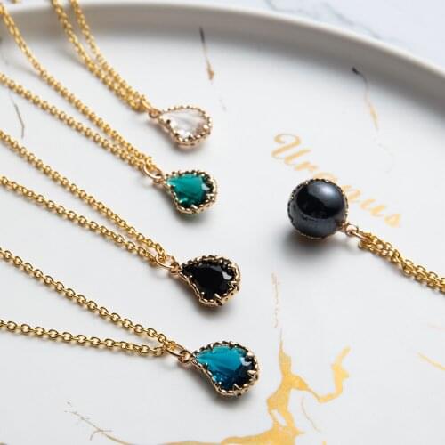 Romantic Sweet Cute Multiple Style Colorful Water Drop Shape Pendant Necklace For Women And Girls Wedding Engagement Accessories