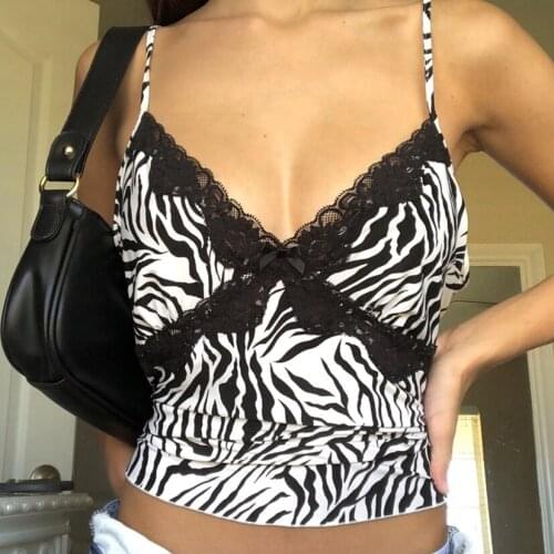 Sexy Lace Print Camis Women Sling V Neck Slim Fit Club Holiday Casual Crop Tops Tank Tops Streetwear Homewear