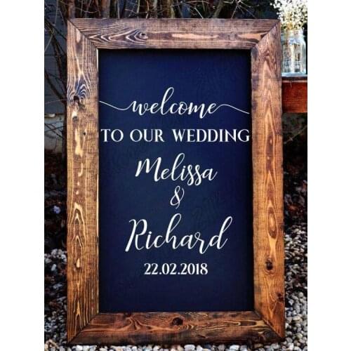 Custom Bride And Bridegroom Name Wedding Stickers Welcome To Our Wedding Wall Stickers Poster Personalized Wall Decal B281