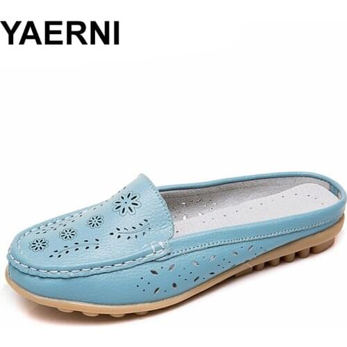 YAERNI New summer shoes for women, genuine leather shoes for women, moccasins for women, moccasins for women footwearE1300