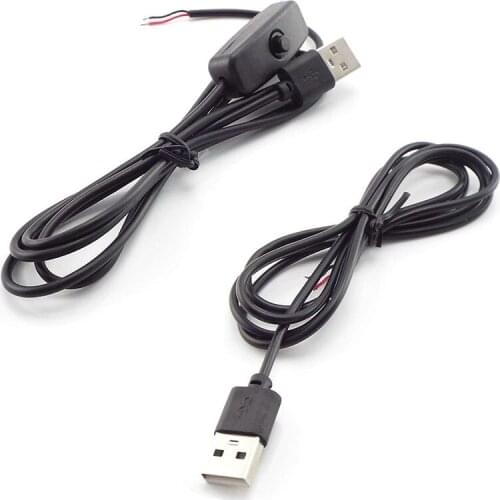5V DC 2 pin 1M USB Extension Cable Connector power supply Wire LED chips light 501 on/off Switch Electrical For LED Lighting s1