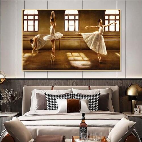 Vintage Ballet Dancing Girls Oil Painting Cuadros Posters and Prints on Canvas Ballerina Wall Art Picture for Living Room Decor