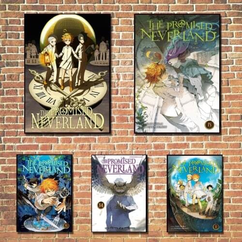 Vintage Canvas Painting Anime Cartoon The Promised Neverland Poster Prints Wall Painting Poster For Living Room Decoration