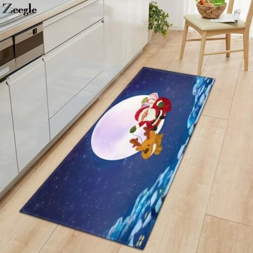 Zeegle Christmas Kitchen Rug Living Room Carpet Non-slip Bathroom Doormat Shower Mat Decoration Bedside Carpet Mat Kids Room Rug