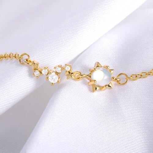 Womens Fashion Crystal Star Bracelet Femme Stainless Steel Opal Hand Chain Friendship Bracelet